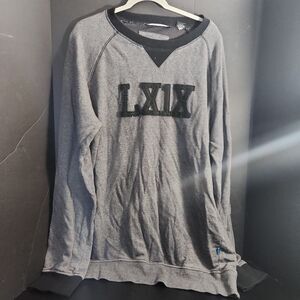 Beschreibung‎ Sweatshirt 2XLT Gray Crewneck Graphic LXIX Raglan Streetwear